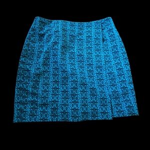 Forever 21 Blue and Black Patterned Mini Wrap Skirt